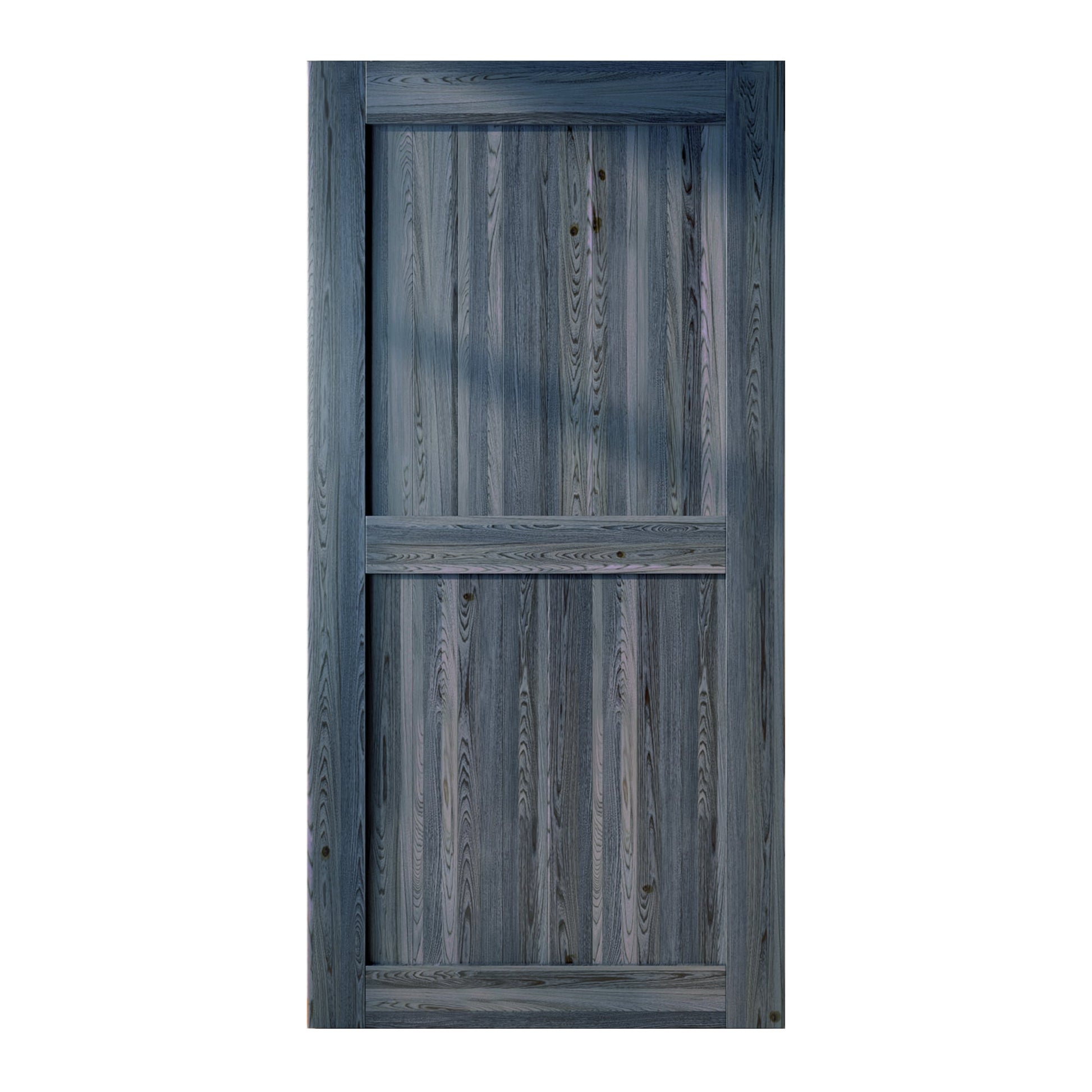 HOMACER 42-in x 84-in Navy Mid-Bar Pine Wood Solid core Single Barn Door (Hardware Not Included)