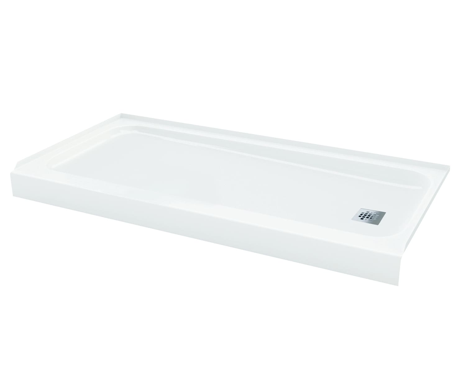 MAAX Pro Steel 30-in W x 60-in L Right White Single Threshold Rectangle Shower Pan Base with 4-in H Threshold