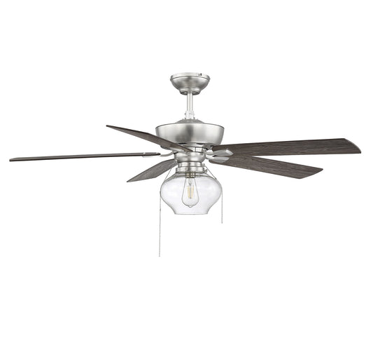 Meridian Lite Trends Meridian 52-in Brushed Nickel with Chestnut/ Grey Weathered Oak Blades Ceiling Fan With Light ( 5 -Blade )