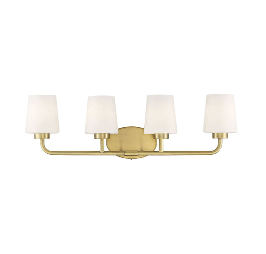 Savoy House Essentials Capra 31-in 4 -Light Brushed Brass Mid-century Vanity light