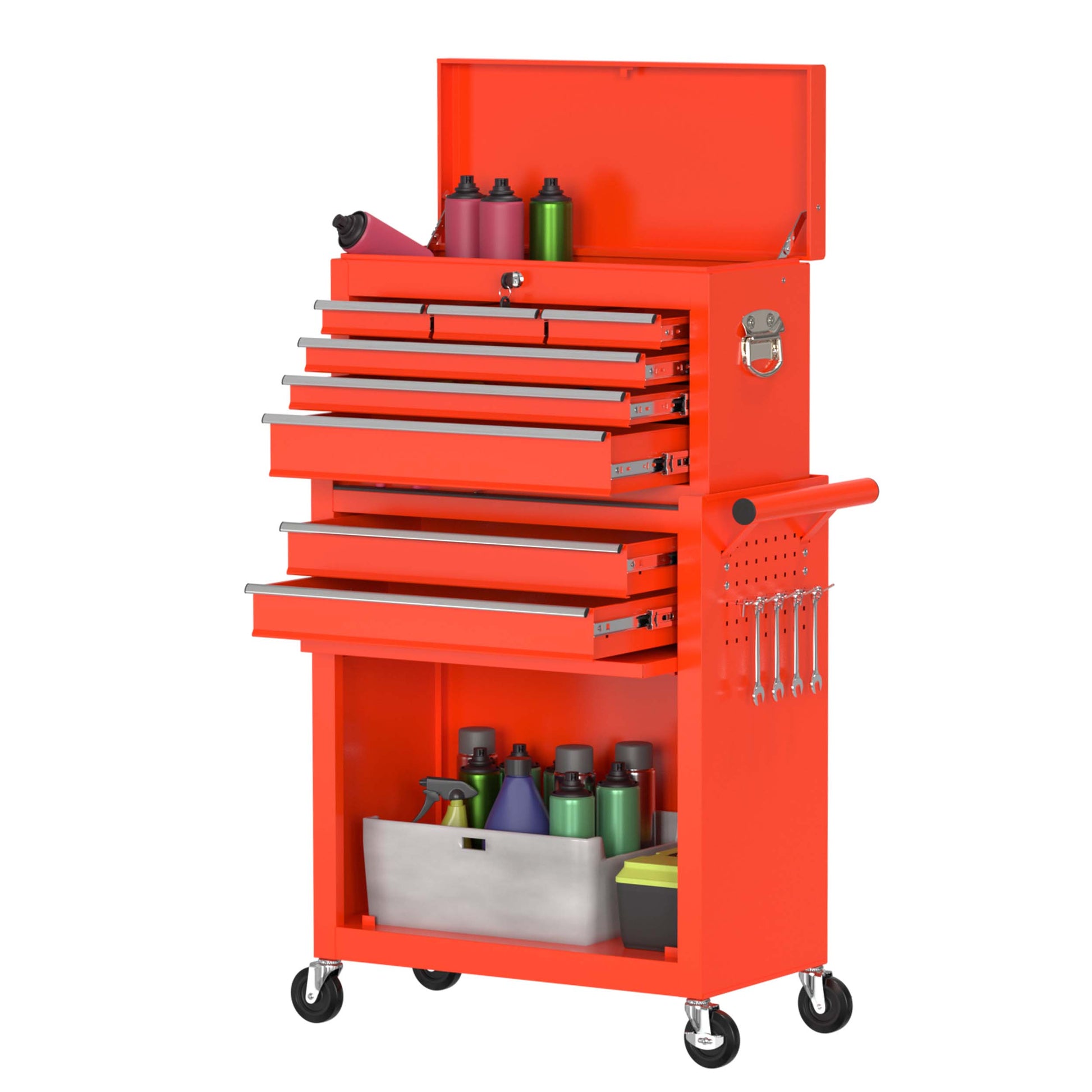 RaDEWAY 24.4-in W x 42.9-in H 8-Drawer Steel Rolling Tool Cabinet (Red) TH111207-RD