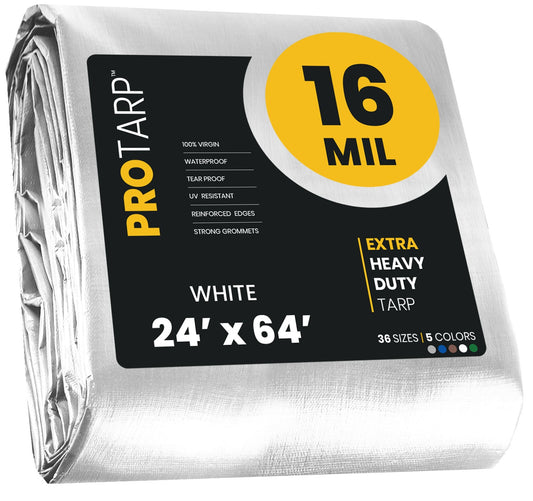 PROTARP 24-ft x 64-ft White Waterproof Commercial Polyethylene 16-mil Tarp