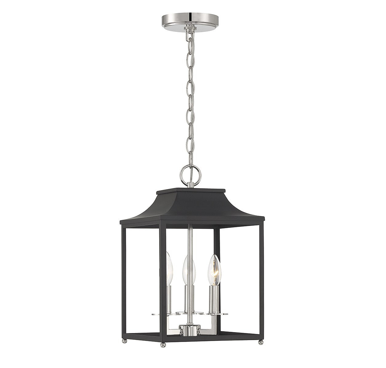 Meridian Lite Trends Meridian 3 -Light Matte Black with Polished Nickel Modern/contemporary Square Medium Hanging Pendant light