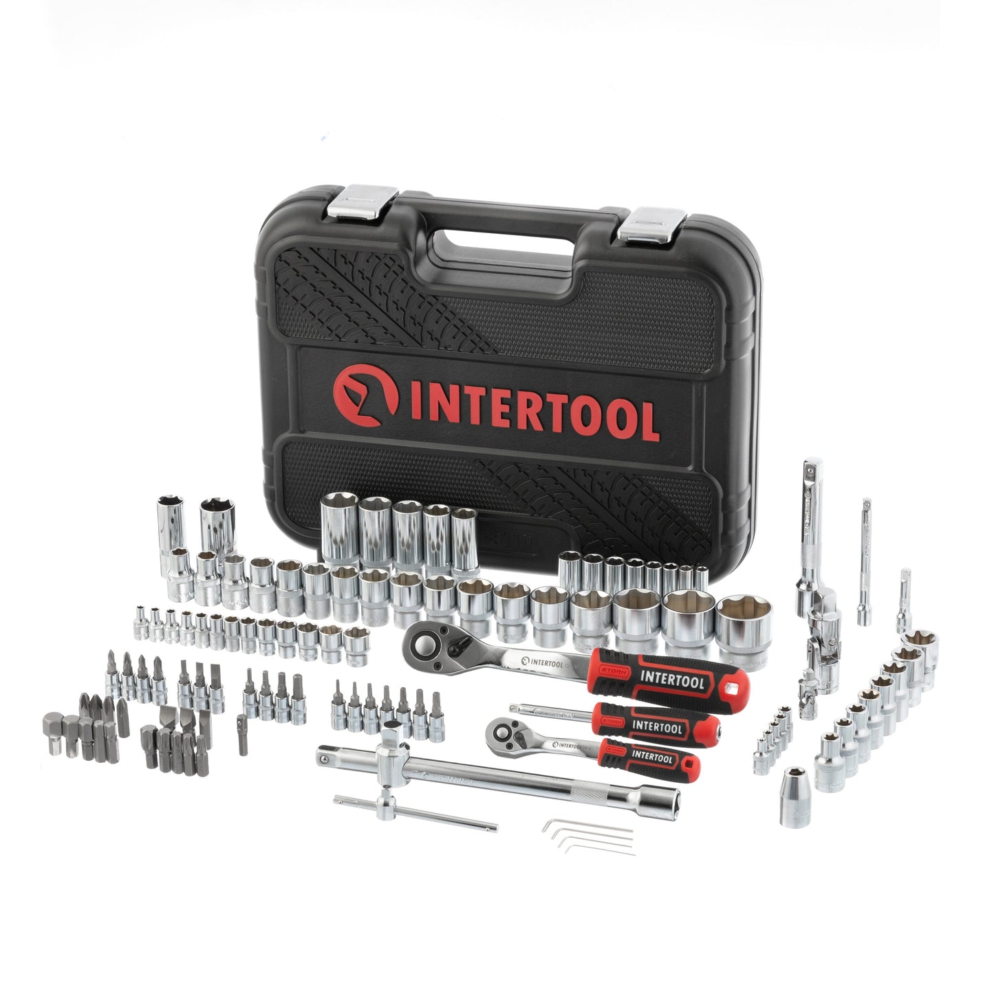 INTERTOOL 110-Piece Metric Chrome Mechanics Tool Set with Hard Case ET08-8110