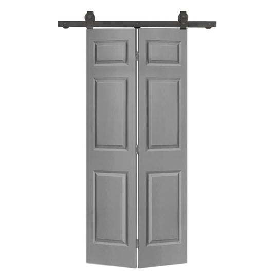 CALHOME 30-in x 80-in Light Gray MDF Hollow core Single Barn Door (Hardware Included)