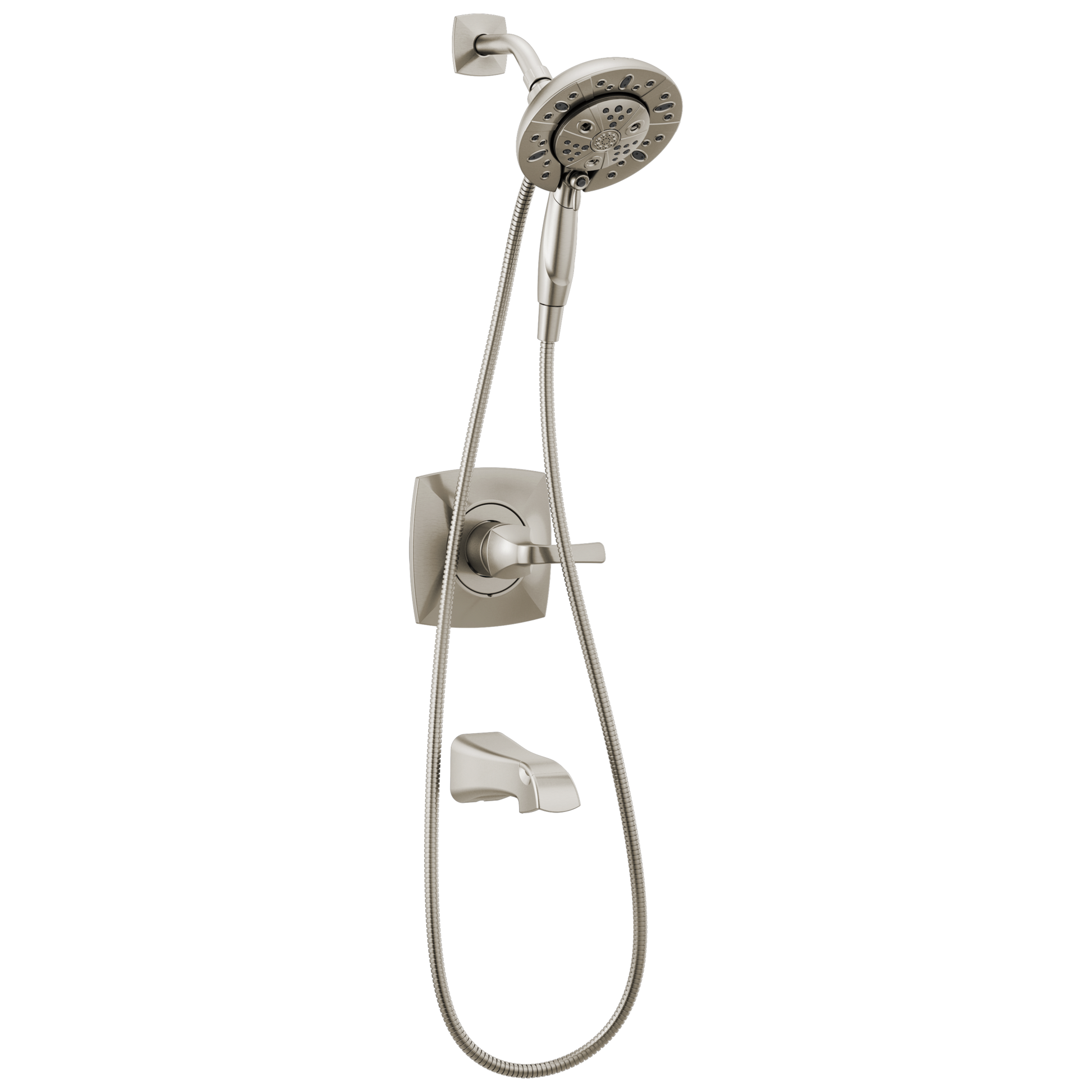 Delta Vesna Spotshield Brushed Nickel 1-handle Multi-function 7-in Round Bathtub and shower Faucet with Valve