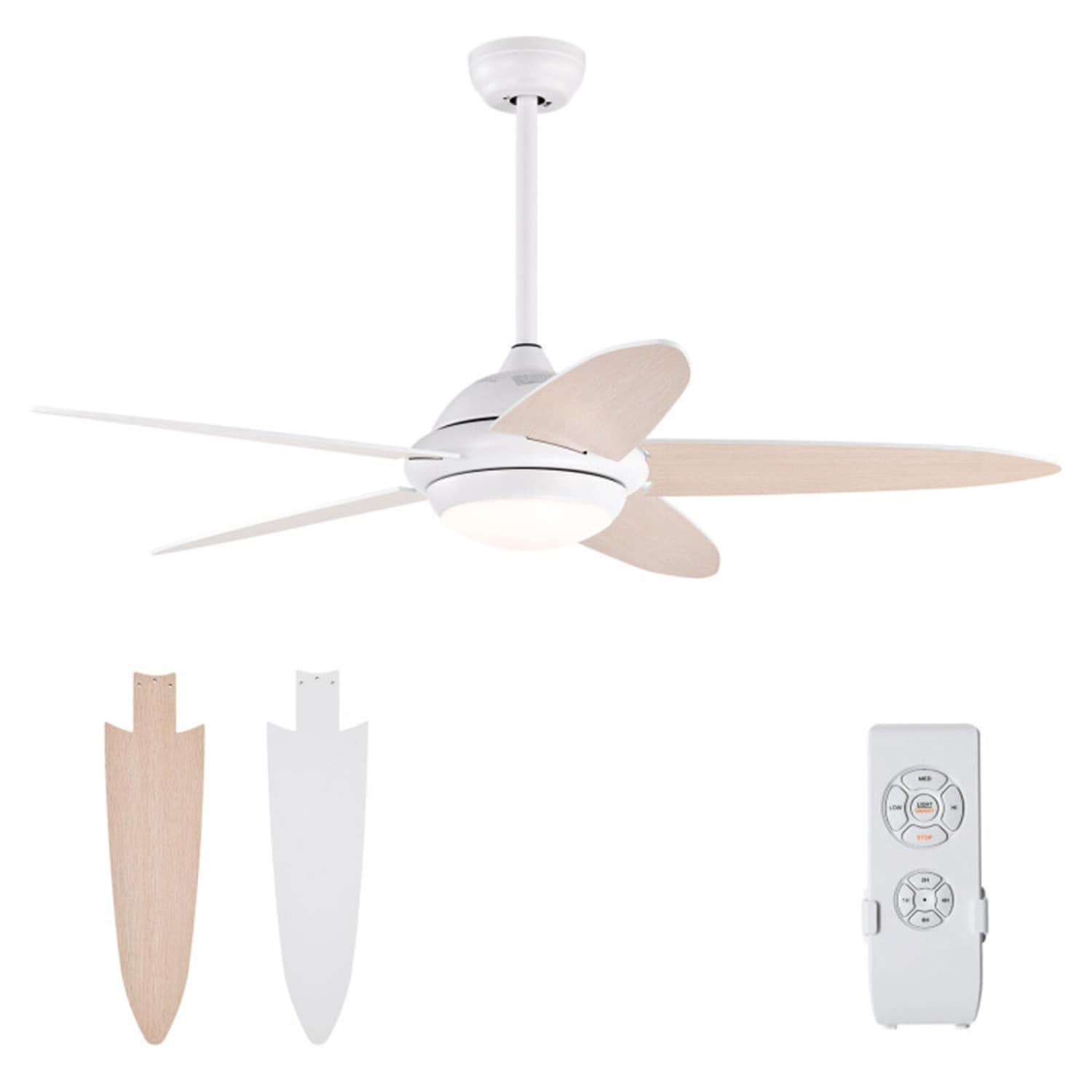 BABOOM 52-in Color-Changing Integrated LED White with MDF Blades Ceiling Fan With Light - Remote Included ( 5 -Blade )