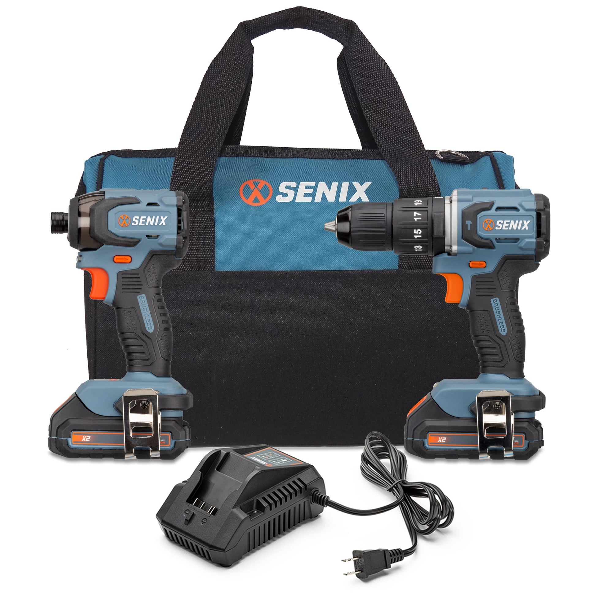 SENIX X2 20-volt 2-Tool Brushless Power Tool Combo Kit with Soft Case (2-Batteries Included and Charger Included) S2K2B2-02