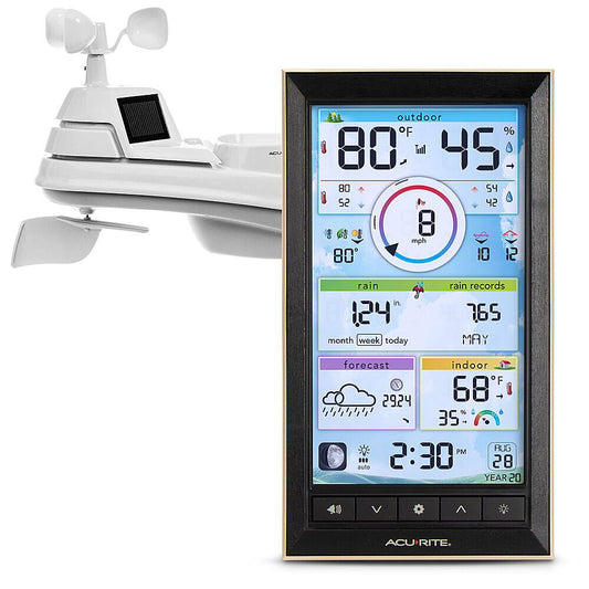 AcuRite - Iris (5-in-1) Weather Station with Vertical Color Display for Hyperlocal Weather Forecasting - White/Black