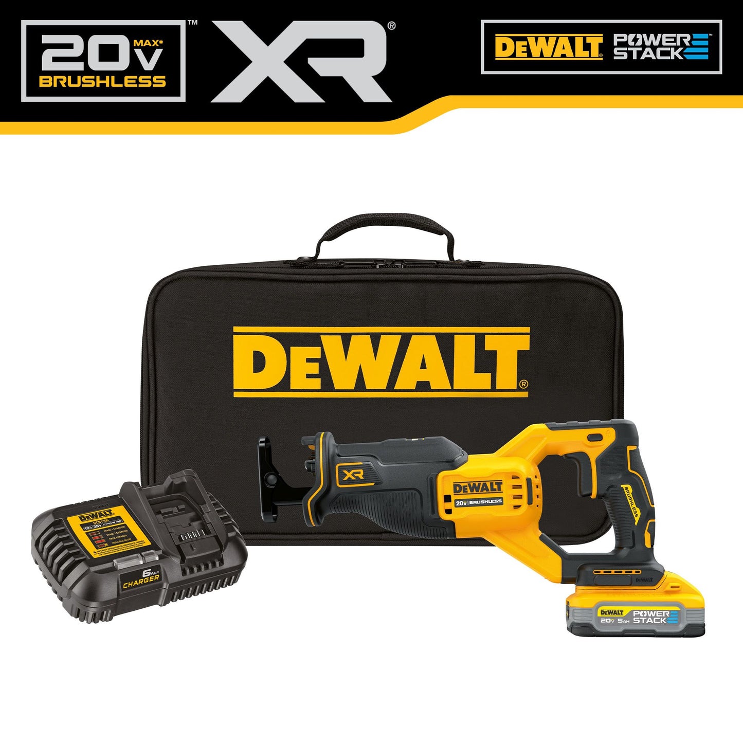 DEWALT XR 20-volt Max Variable Speed Brushless Cordless Reciprocating Saw (Charger Included and Battery Included) DCS382H1