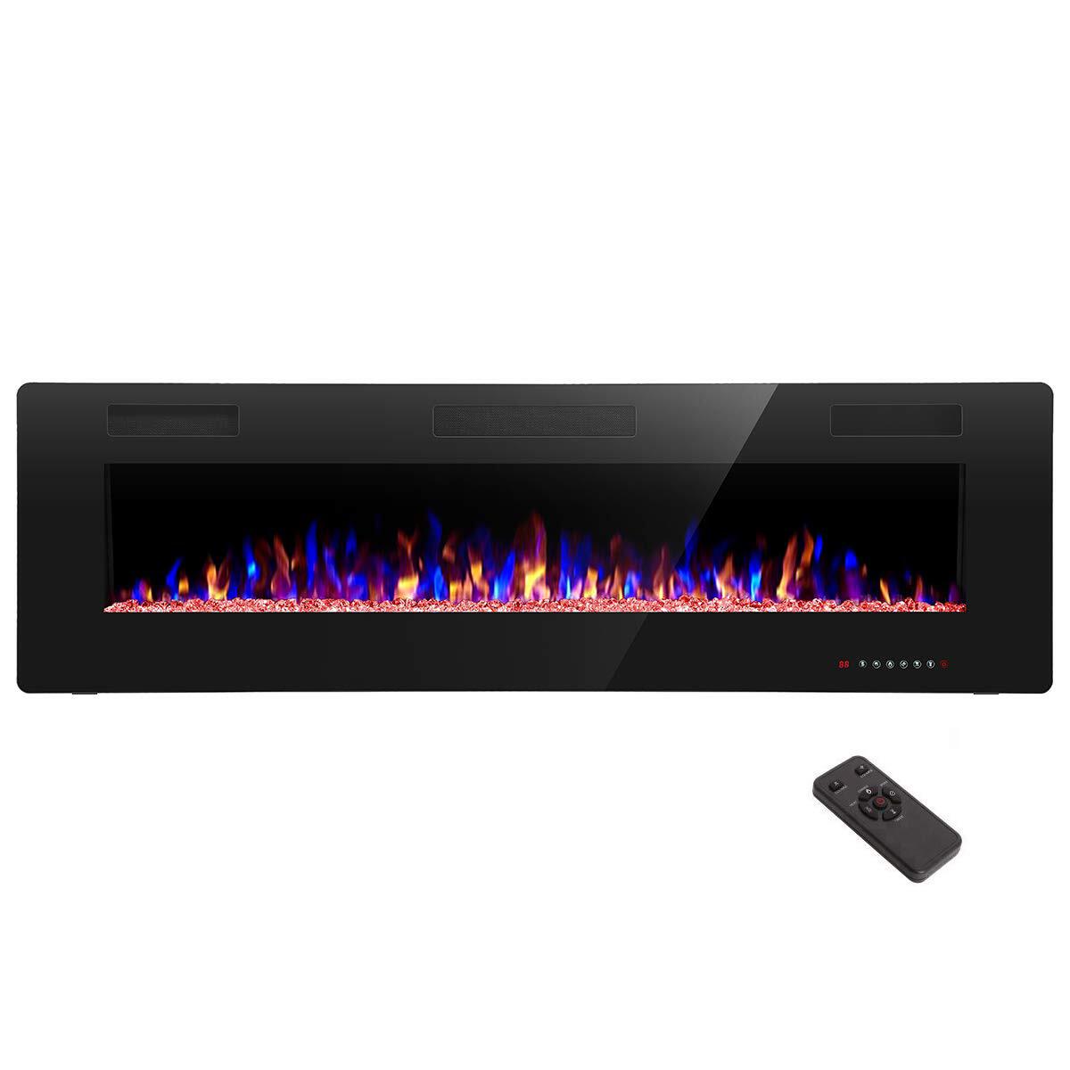 BANSA ROSE 60-in W Black Fan-forced Electric Fireplace LLZJLY41408