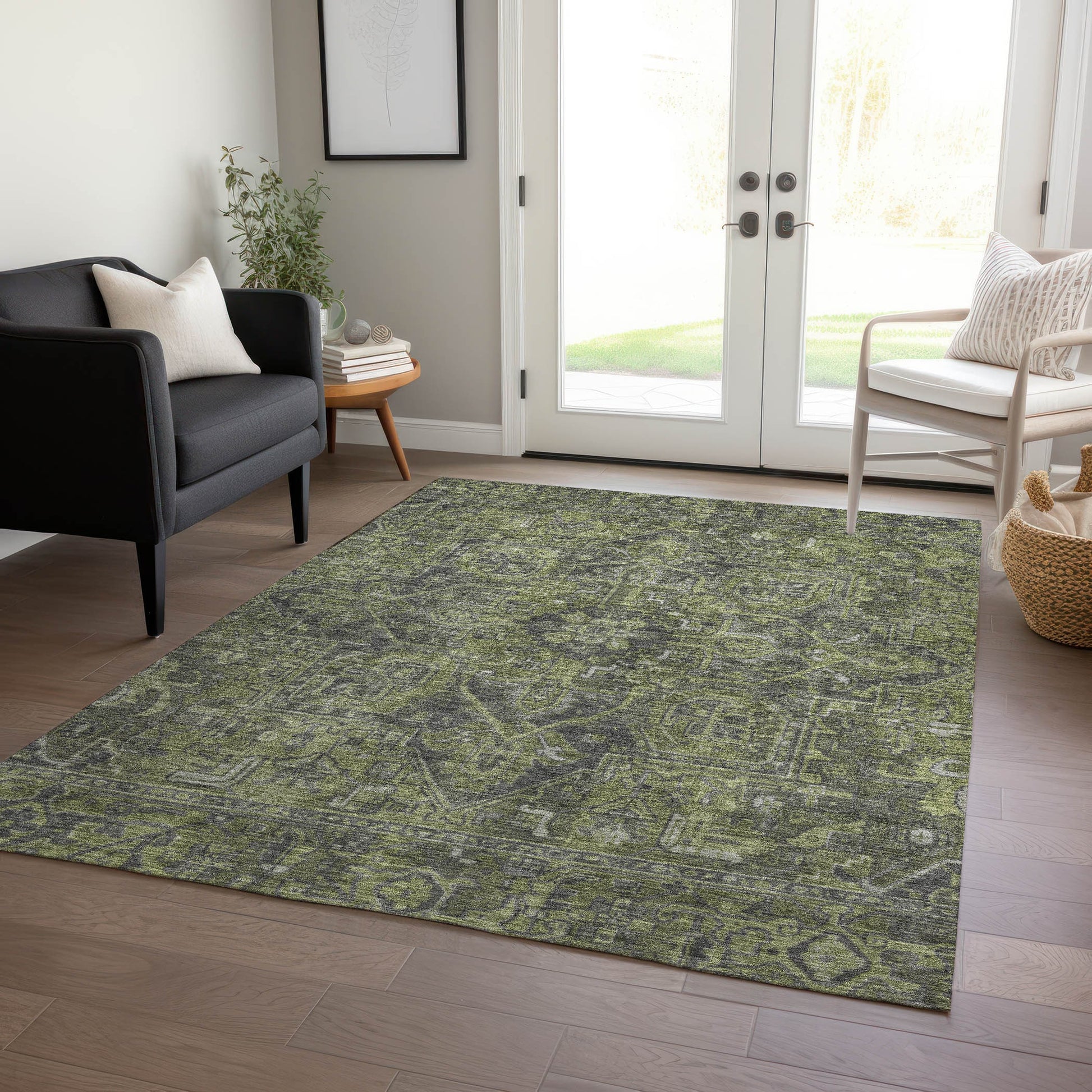 Addison Rugs Chantille ACN571GE 10 x 14 (ft) Green Rectangular Indoor/Outdoor Geometric Oriental Machine washable Area rug