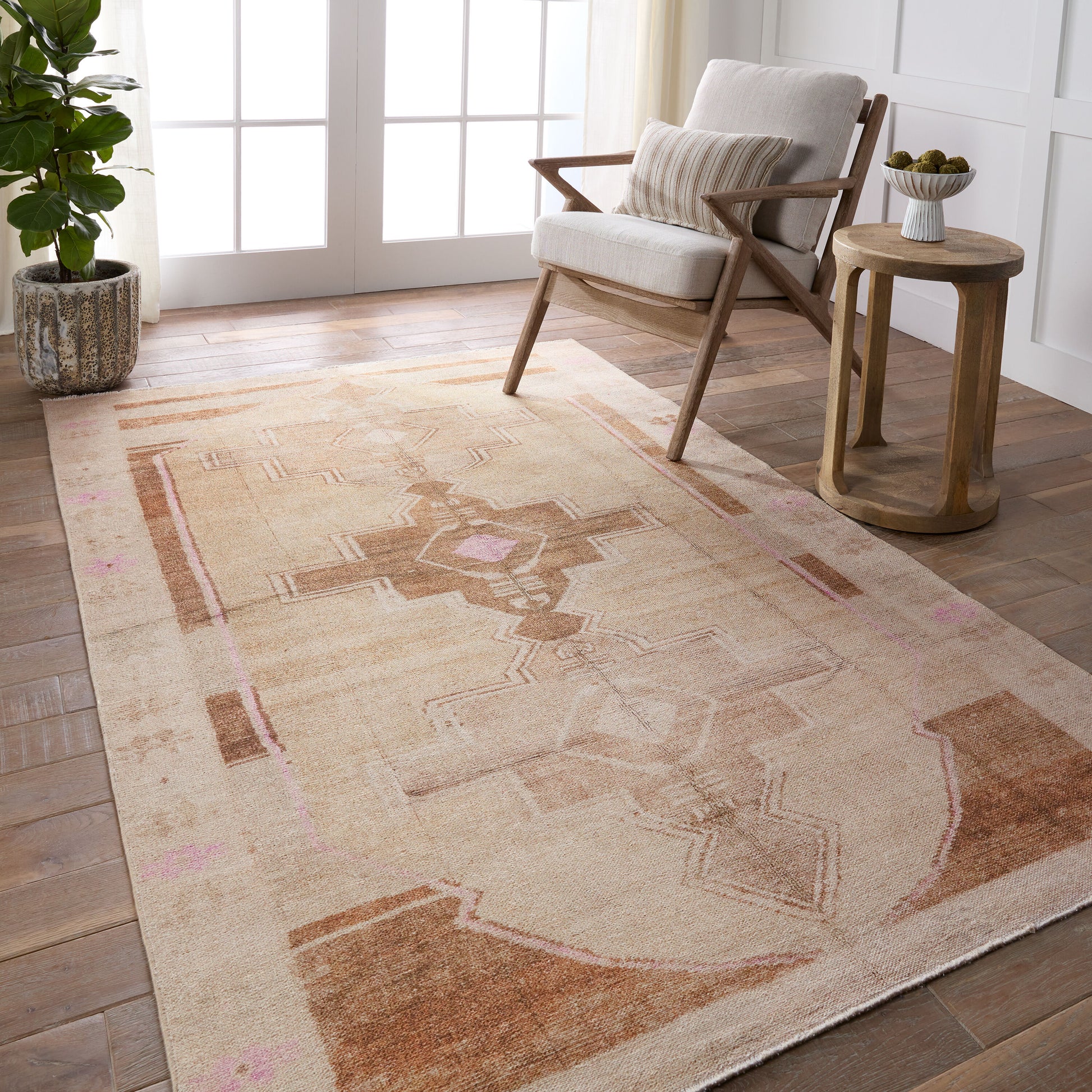 Jaipur Living Boheme 4 x 6 (ft) Loomed Cotton Tan Rectangular Indoor Medallion Southwestern Area rug