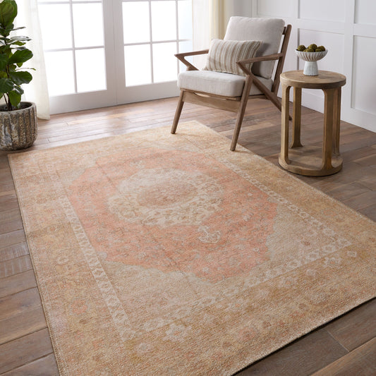 Jaipur Living Kindred 5 x 7 (ft) Loomed Polyester Orange Rectangular Indoor Medallion Vintage Machine washable Area rug