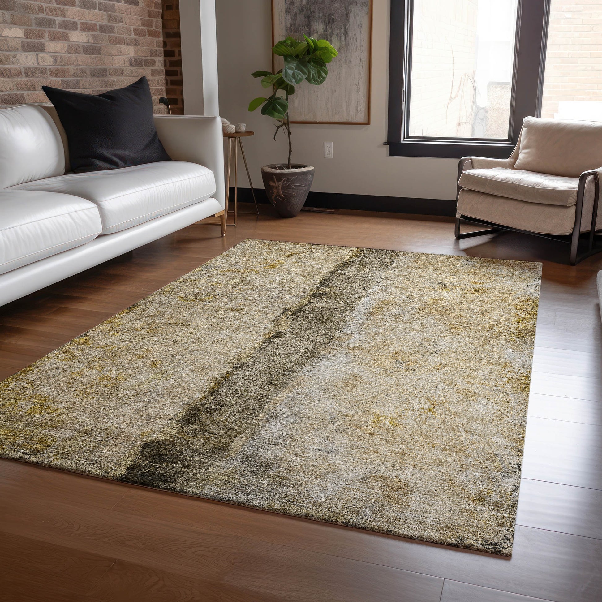 Addison Rugs Chantille ACN605BR 8 x 10 (ft) Brown Rectangular Indoor/Outdoor Abstract Machine washable Area rug
