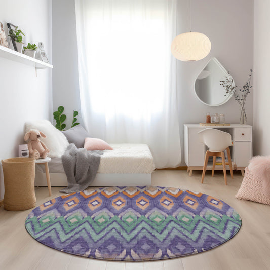 Addison Rugs Chantille ACN617PP 8 x 8 (ft) Purple Round Indoor/Outdoor Abstract Machine washable Area rug