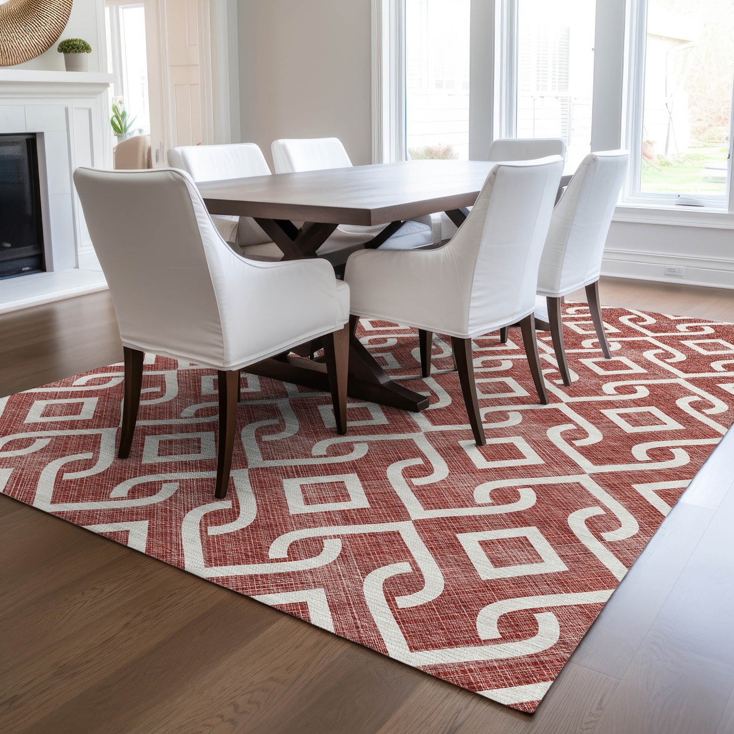 Addison Rugs Chantille ACN621BN 8 x 10 (ft) Burgundy Rectangular Indoor/Outdoor Geometric Machine washable Area rug