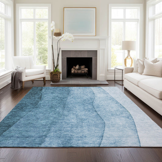 Addison Rugs Chantille ACN625BU 8 x 10 (ft) Blue Rectangular Indoor/Outdoor Geometric Machine washable Area rug