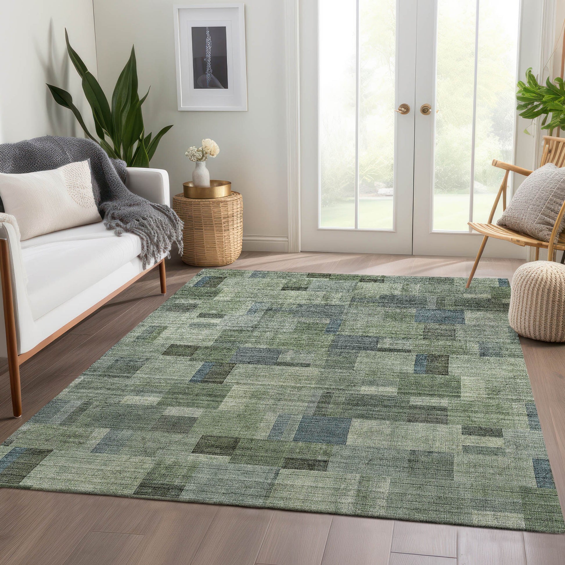 Addison Rugs Chantille ACN639GE 8 x 10 (ft) Green Rectangular Indoor/Outdoor Geometric Machine washable Area rug