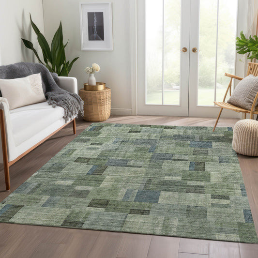 Addison Rugs Chantille ACN639GE 8 x 10 (ft) Green Rectangular Indoor/Outdoor Geometric Machine washable Area rug