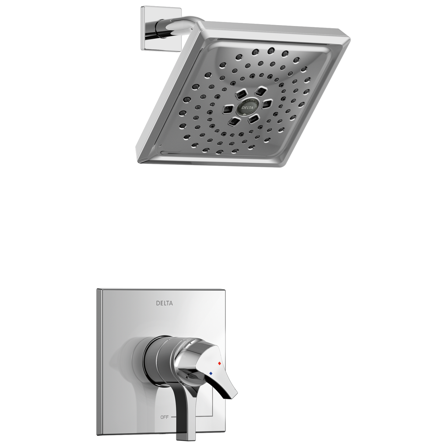 Delta Zura Chrome 2-handle Multi-function 7.6875-in Square Shower Faucet
