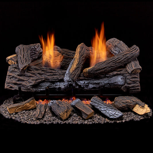 Duluth Forge 24-in 33000-BTU Dual Fuel Dual-Burner Gas Fireplace Logs with Thermostat DLS-24T-2