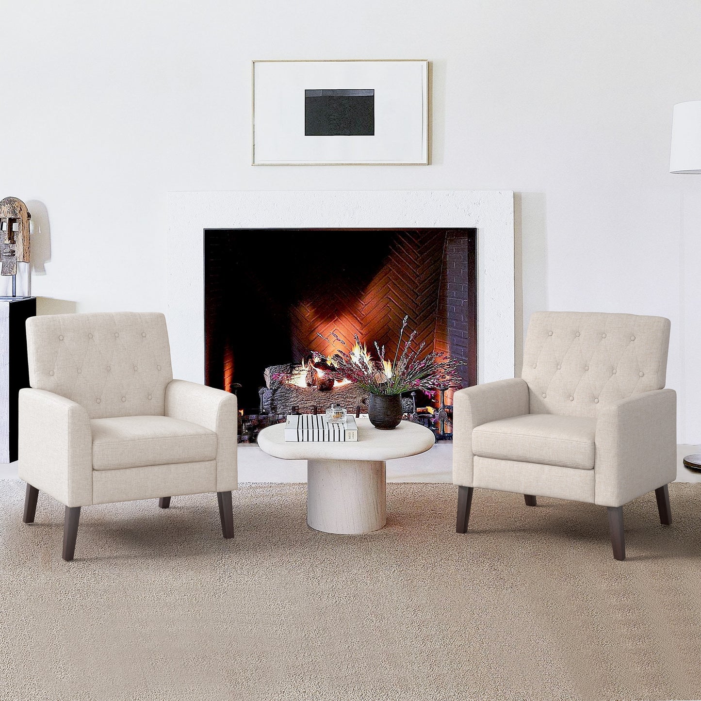 LUE BONA 2 Modern Linen Color Linen Accent Chair