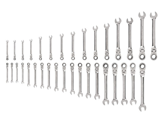 TEKTON 34-Piece Set Standard (SAE) and Metric Flexible Head Ratchet Wrench WRC95005