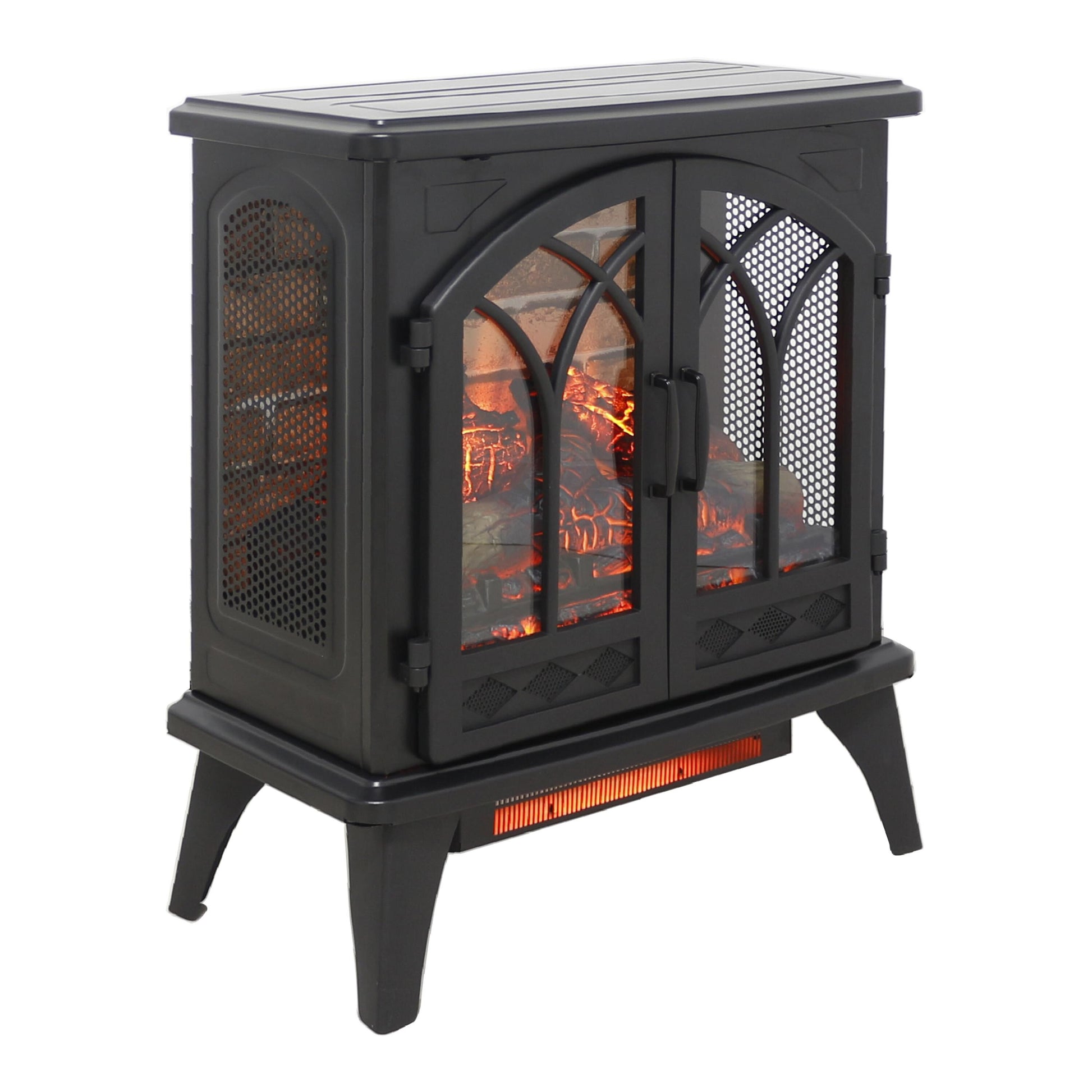 Bayfeve 23.7-in W Black Free standing Infrared quartz Corner Electric Fireplace with Remote Control Included