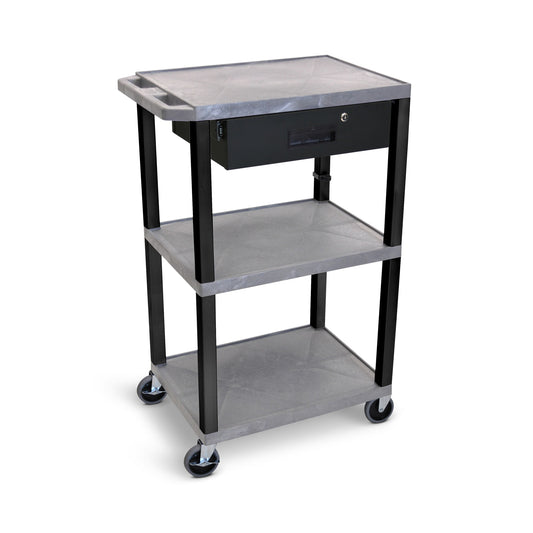 Luxor 42-in 1-Drawer Table Utility Cart UCPL1GYE-B-WTD