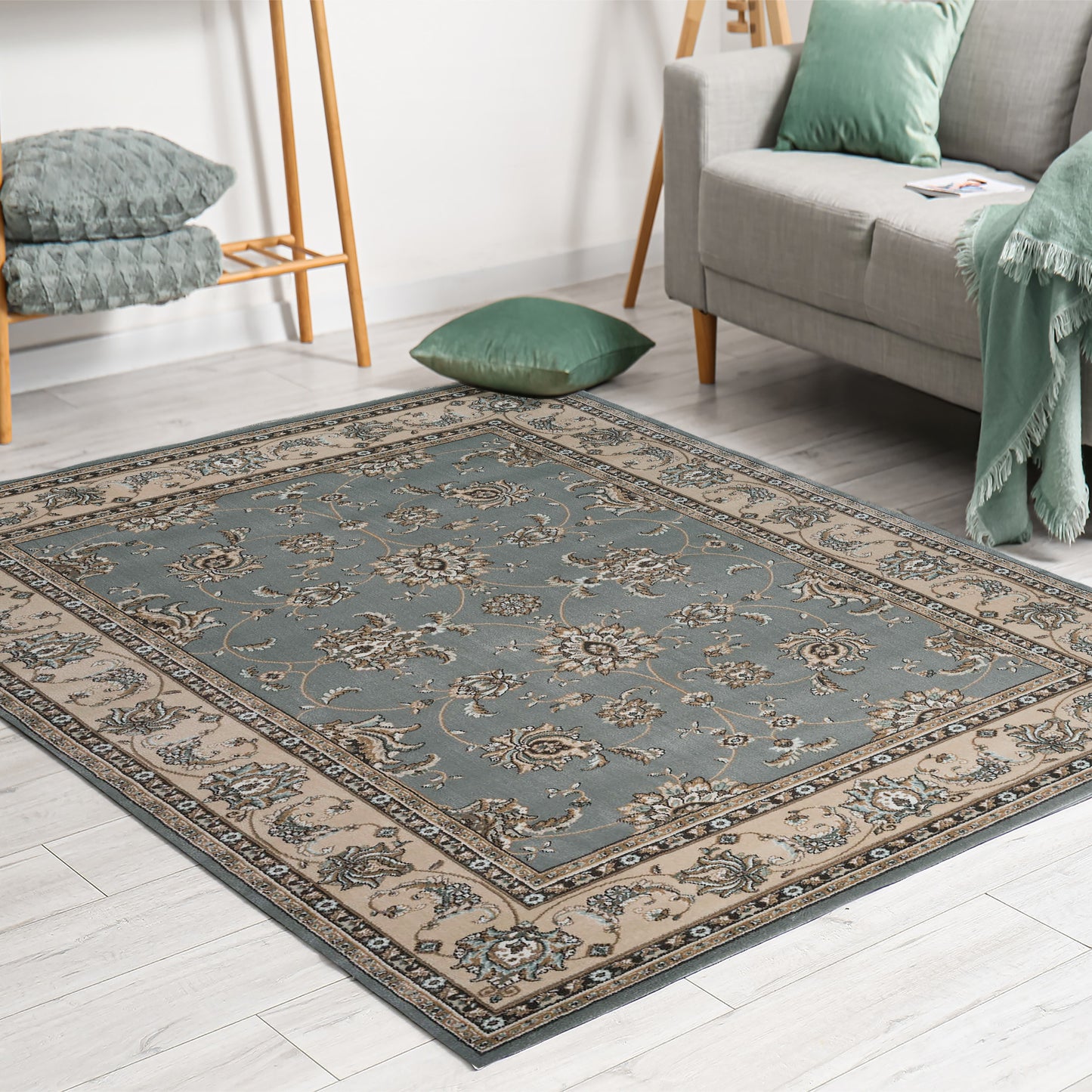 Radici USA Pisa 8 x 10 (ft) Gray Rectangular Indoor Floral/Botanical Oriental Area rug
