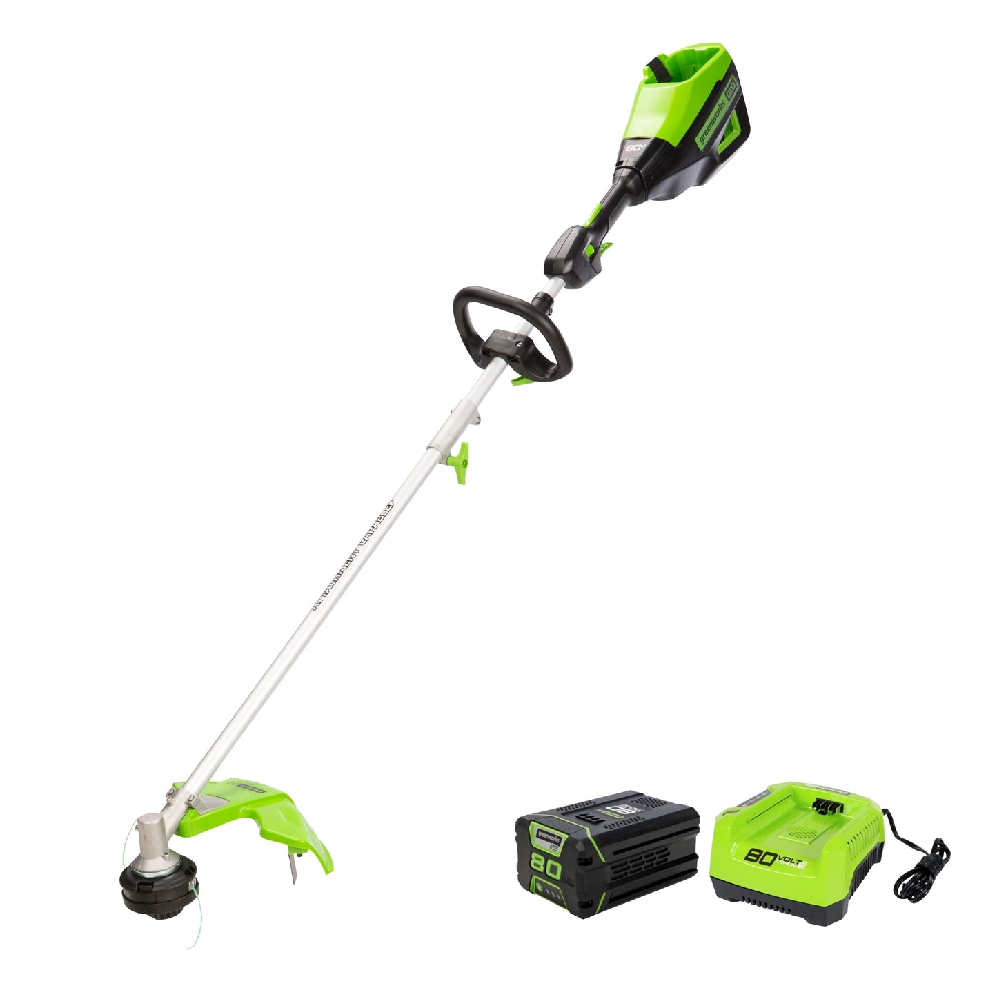 Greenworks Pro 80-volt Max 16-in Split Shaft Attachment Capable Battery String Trimmer 2.5 Ah (Battery and Charger Included) ST80L252