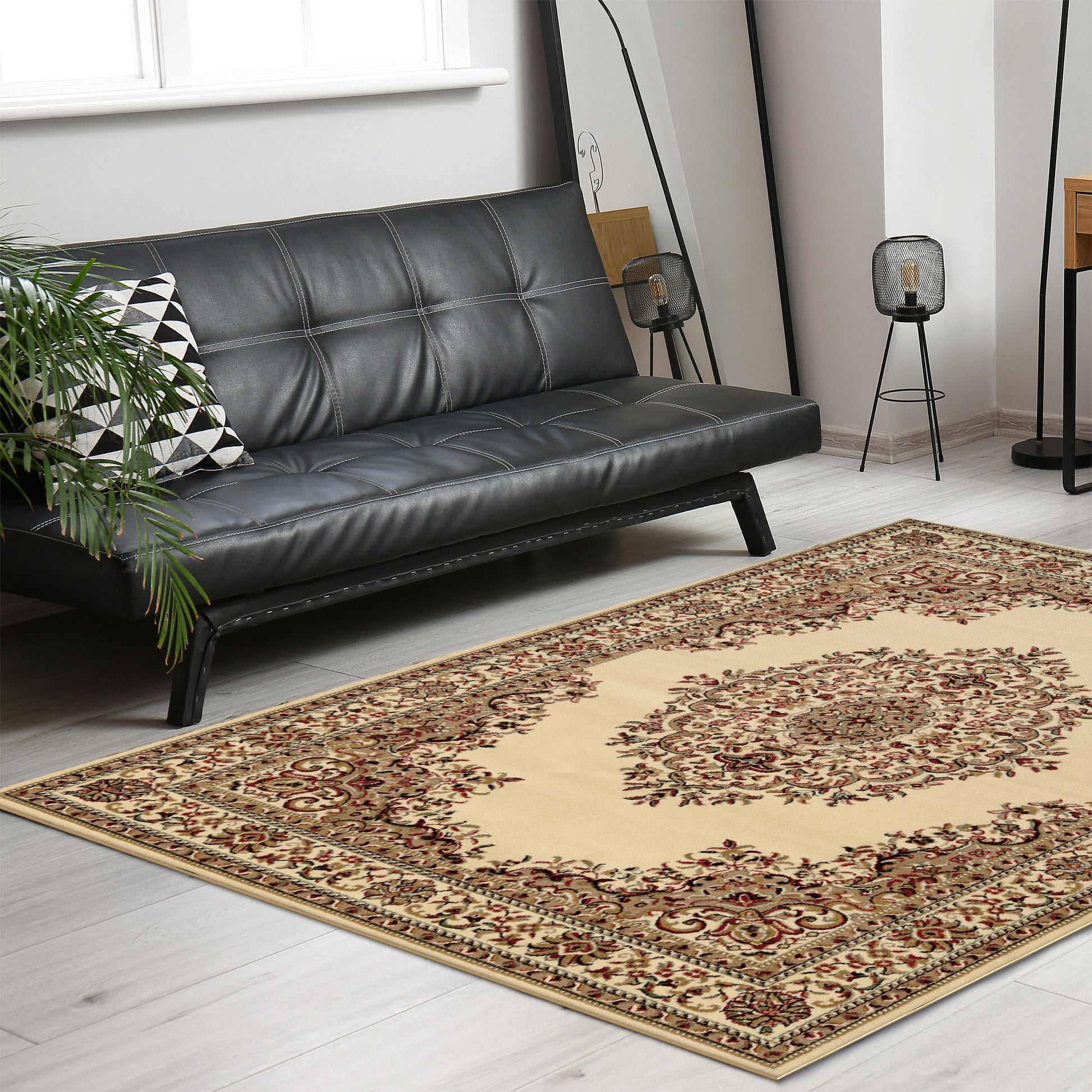 Radici USA Como Kerman 8 x 11 (ft) Ivory Rectangular Indoor Medallion Oriental Area rug