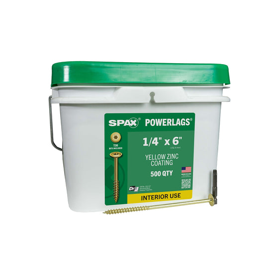 SPAX 1/4-in x 6-in Yellow/Gold Zinc-Plated Washer-Head Interior Structural Wood Screws (500-Pack) 3581020701520