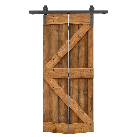 CALHOME 20-in x 84-in Walnut Pine Wood Solid core Single Barn Door (Hardware Included)