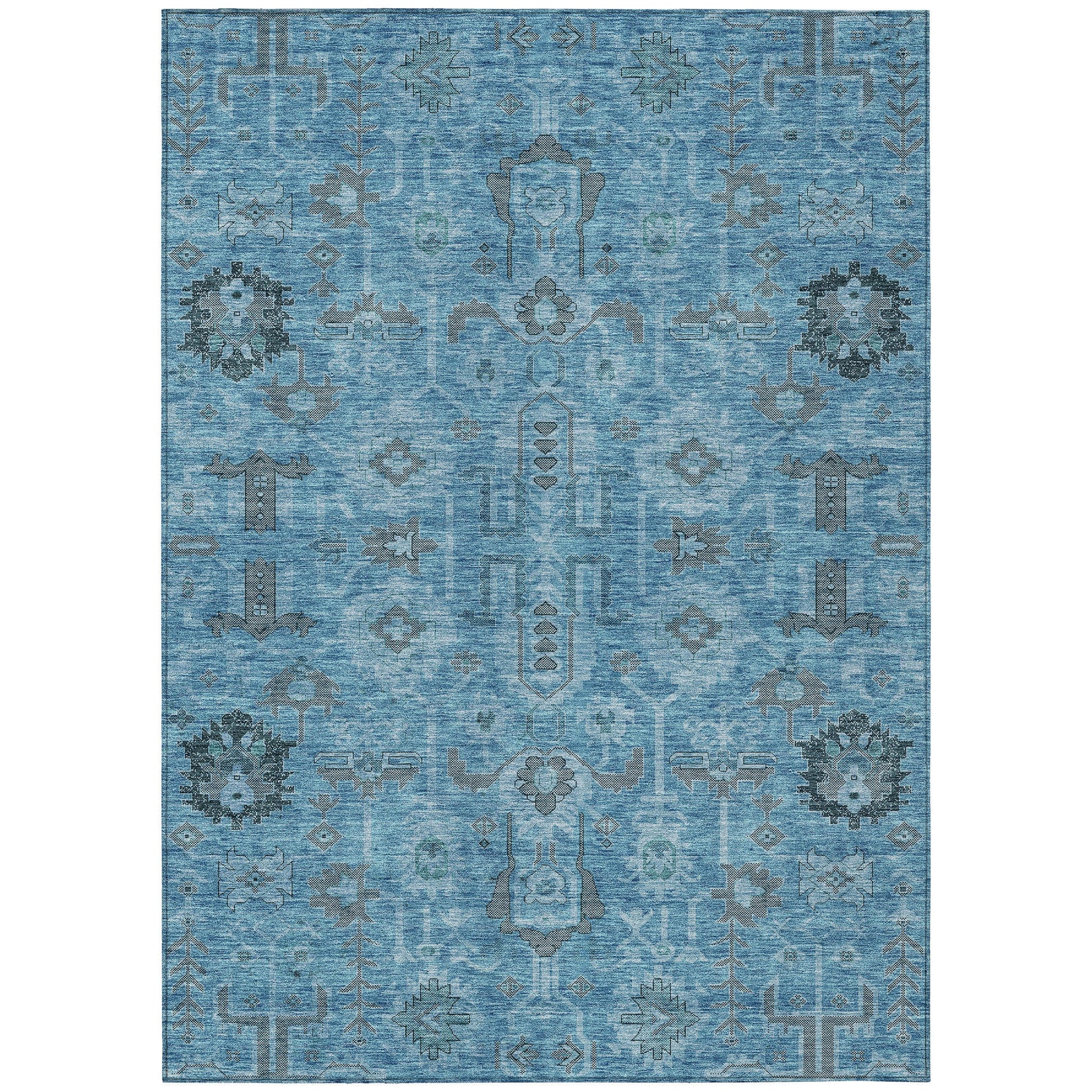 Addison Rugs Chantille ACN697BU 10 x 14 (ft) Blue Rectangular Indoor/Outdoor Geometric Machine washable Area rug