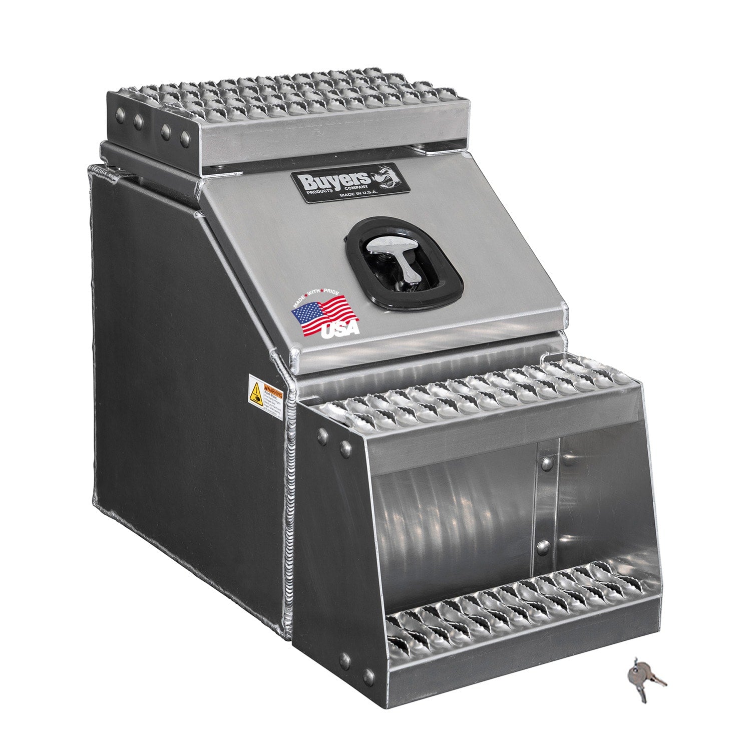 Buyers Products 28-in x 24-in x 19-in Smooth Aluminum Step Box Truck Tool Box 1705285