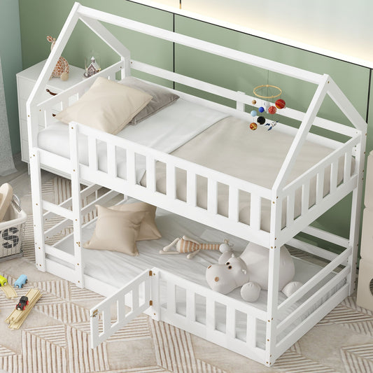 Qualler White Twin over twin Bunk Bed