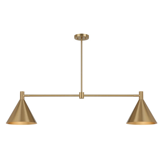 Savoy House Pharos 2-Light Linear Chandelier in Brass by Breegan Jane 2 -Light Polished Brass Mid-century For Use in Bedrooms, Dining Rooms, Foyers, Kitchens, Living Rooms Chandelier