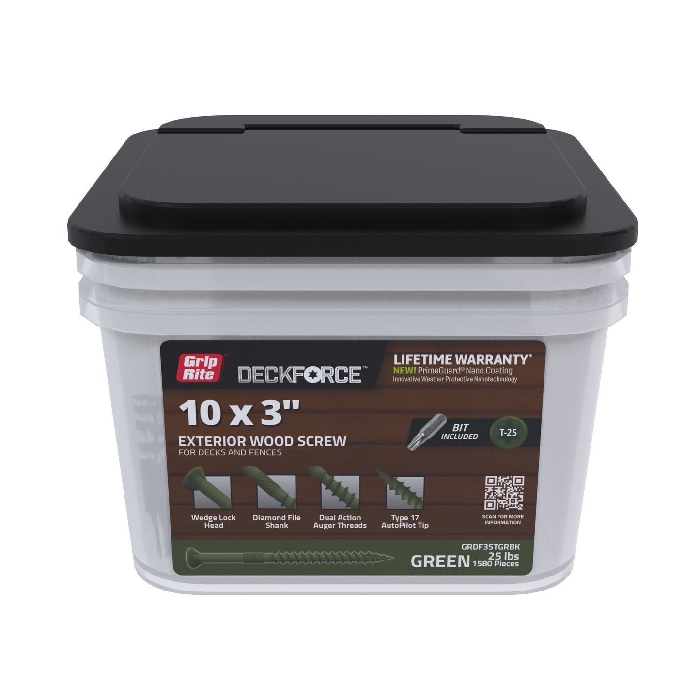 DeckForce by Grip Rite #10 x 3-in Wood To Wood Deck Screws (632-Per Box) GRDF3STGRBK