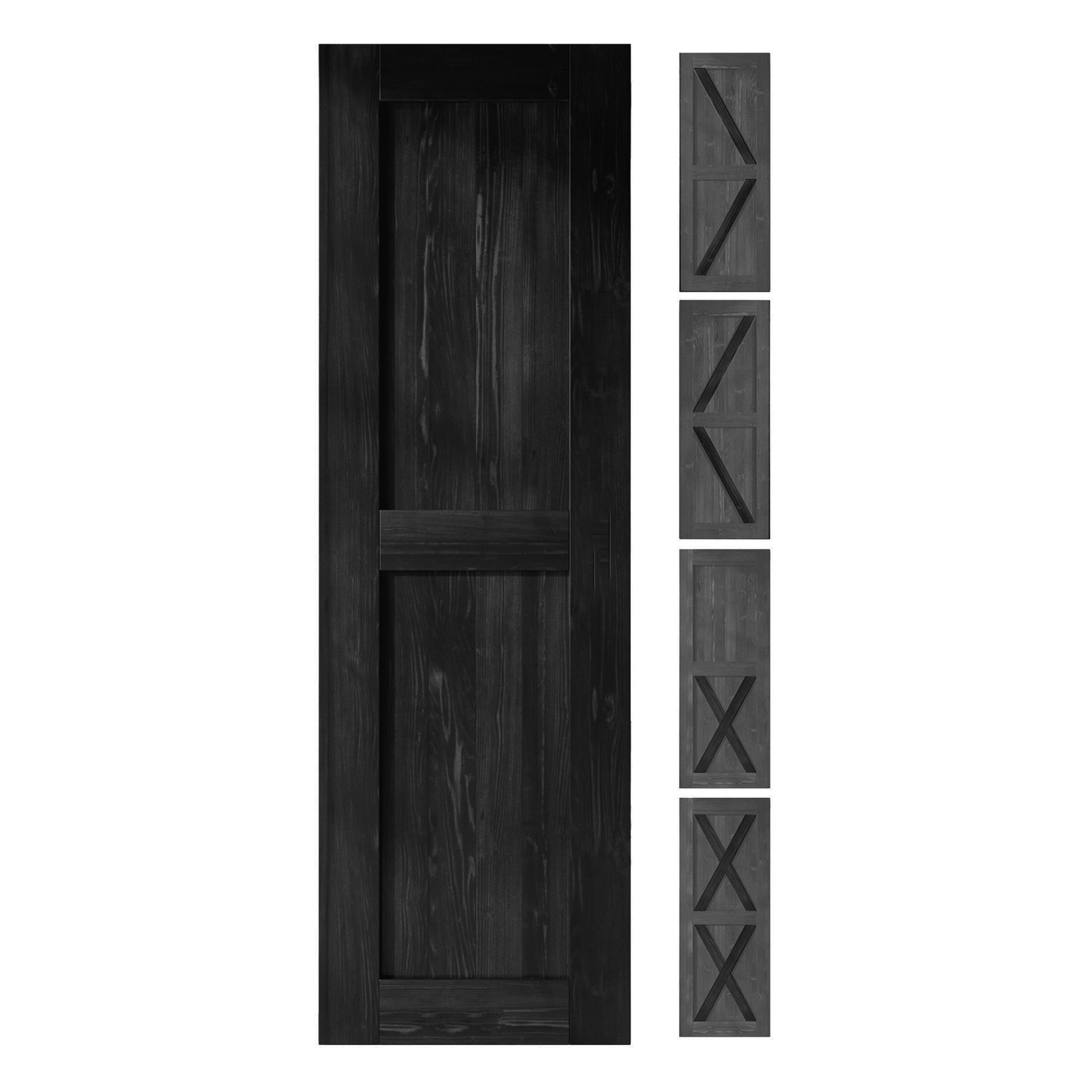 HOMACER 24-in x 80-in Black Pine Wood Solid core Single Barn Door (Hardware Not Included)