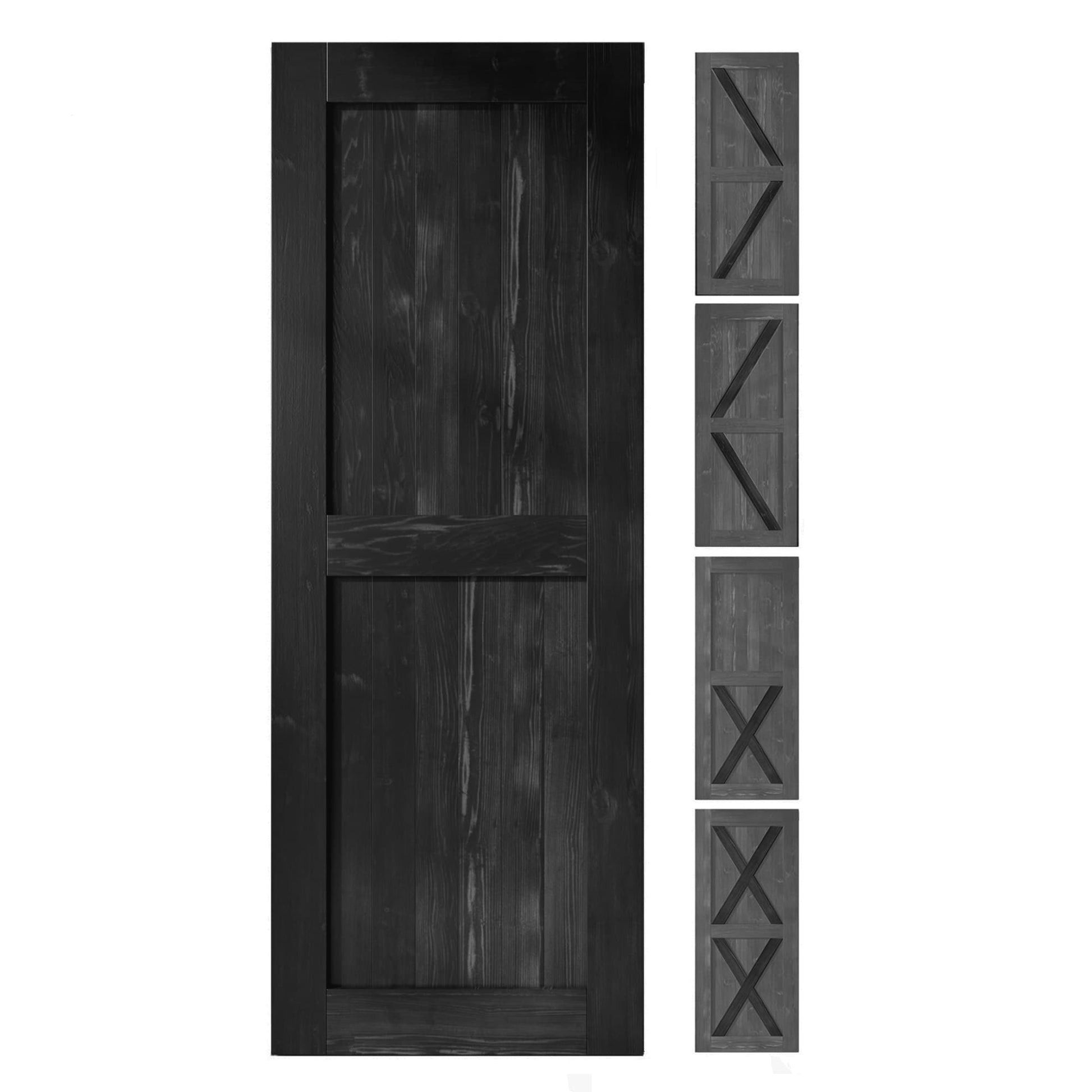 HOMACER 40-in x 80-in Black Pine Wood Solid core Single Barn Door (Hardware Not Included)