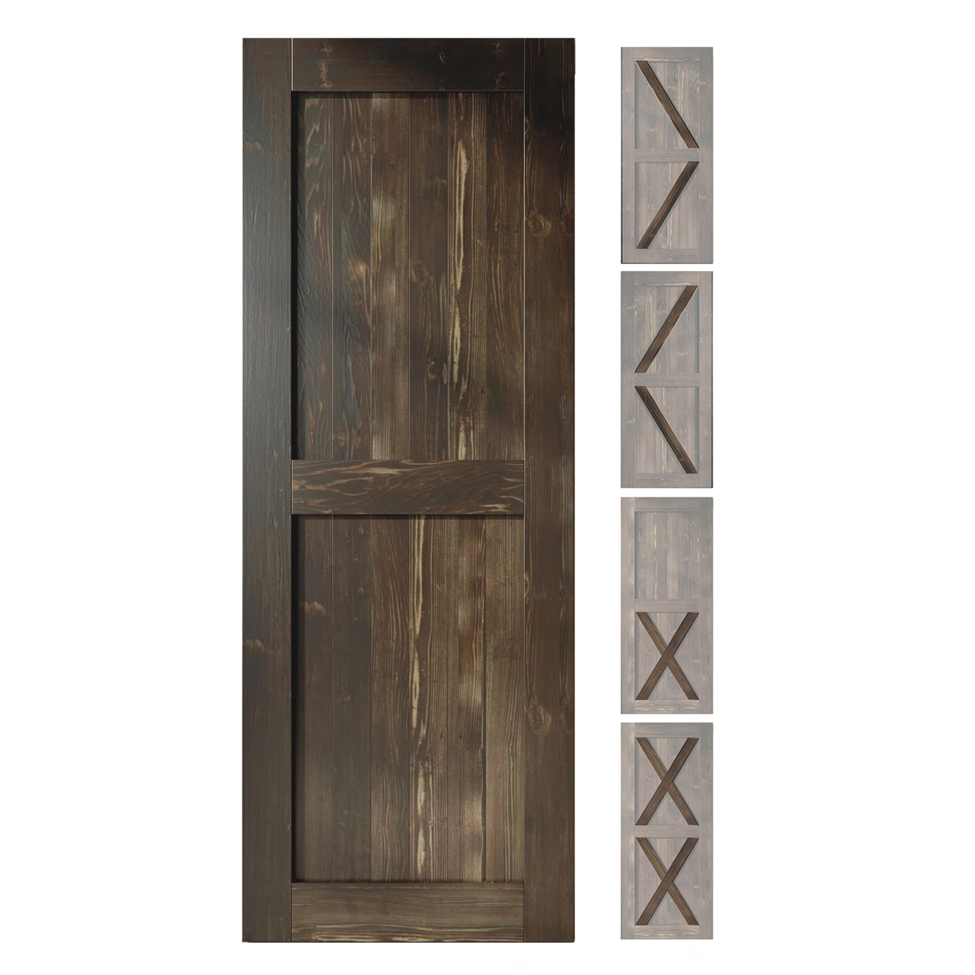 HOMACER 40-in x 80-in Ebony Pine Wood Solid core Single Barn Door (Hardware Not Included)