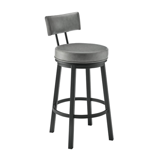 Armen Living Black 30.0-Inches H Bar height Bucket seat Upholstered Swivel Metal Bar Stool and Back