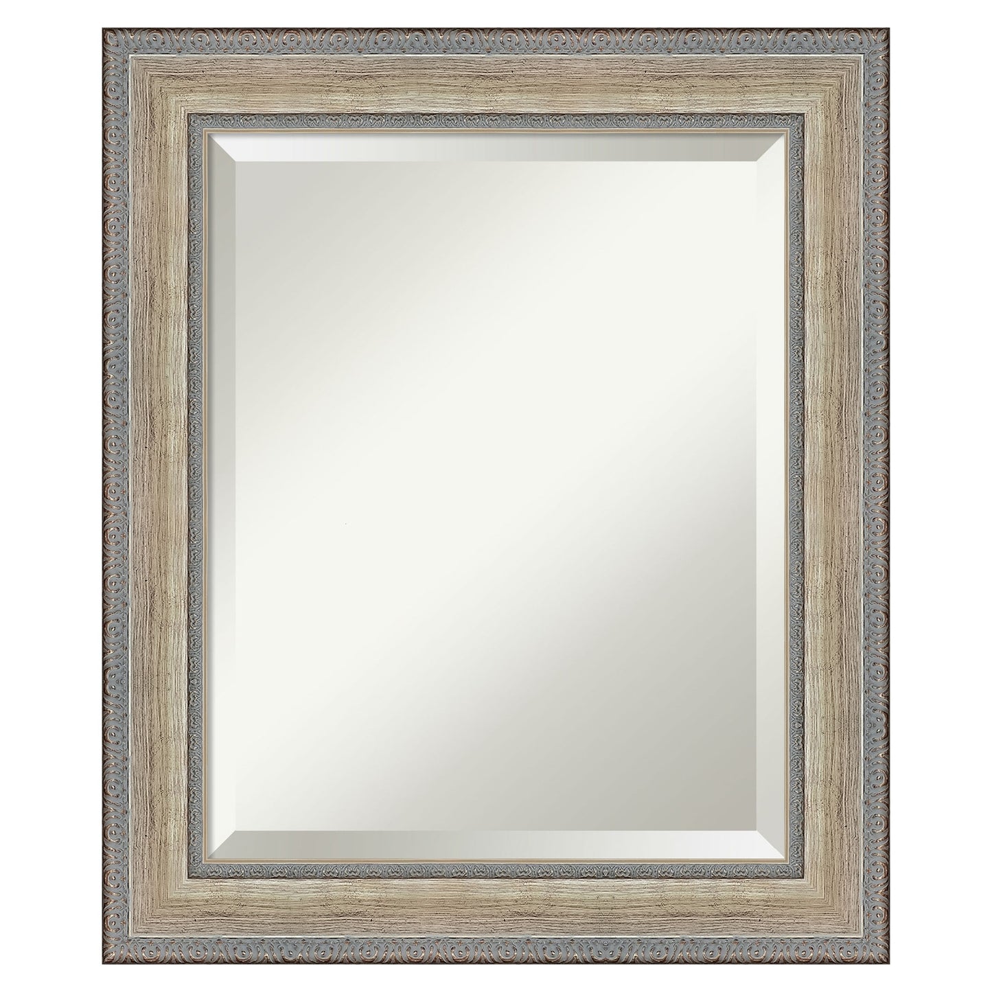 Amanti Art Fleur Silver Frame 21.25-Inches W x 25.25-Inches H Rectangle Salon Scoop Silver Framed Vanity Mirror