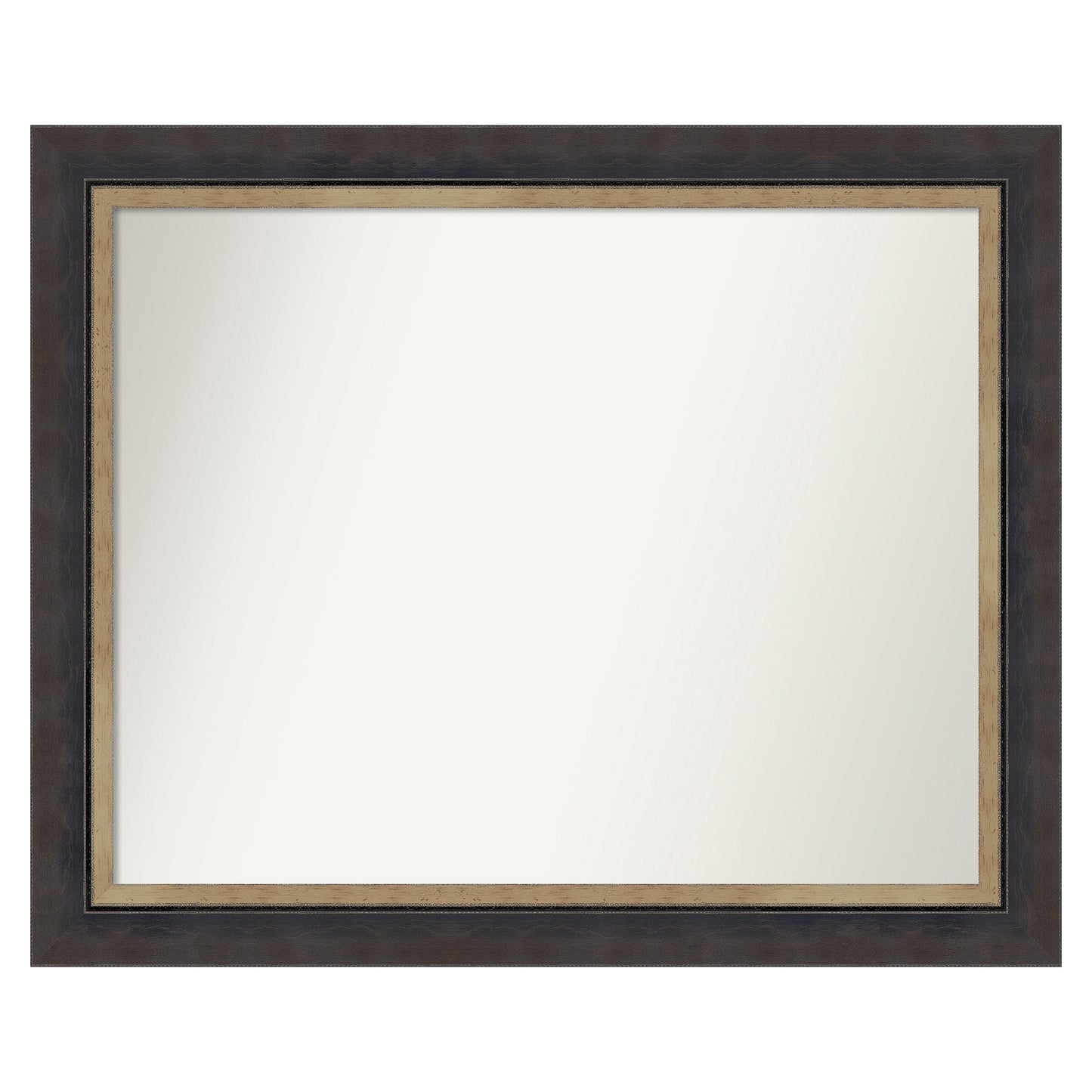 Amanti Art Hammered Charcoal Tan Frame 32.75-Inches W x 26.75-Inches H Rectangle Salon Scoop Silver Framed Wall Mirror