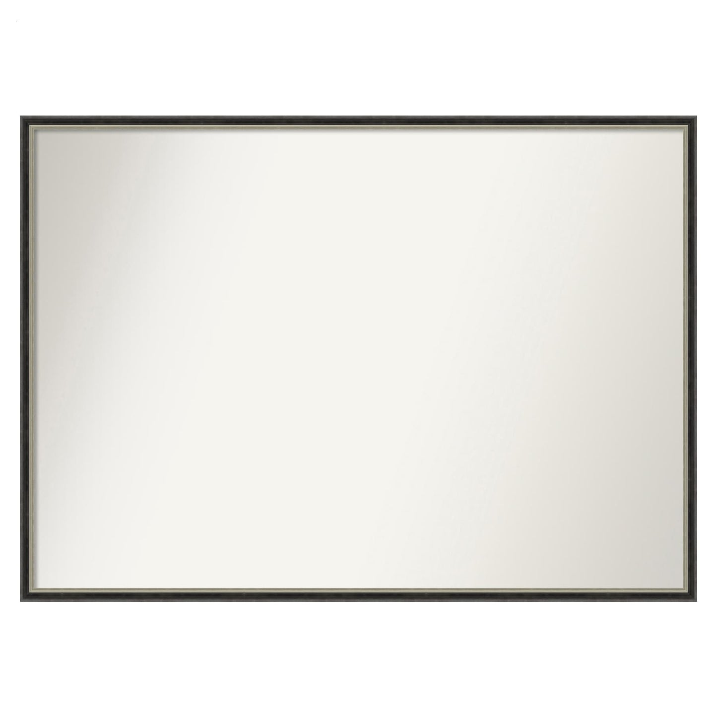 Amanti Art Theo Black Silver Narrow Frame 39.25-Inches W x 28.25-Inches H Rectangle Salon Scoop Silver Framed Wall Mirror