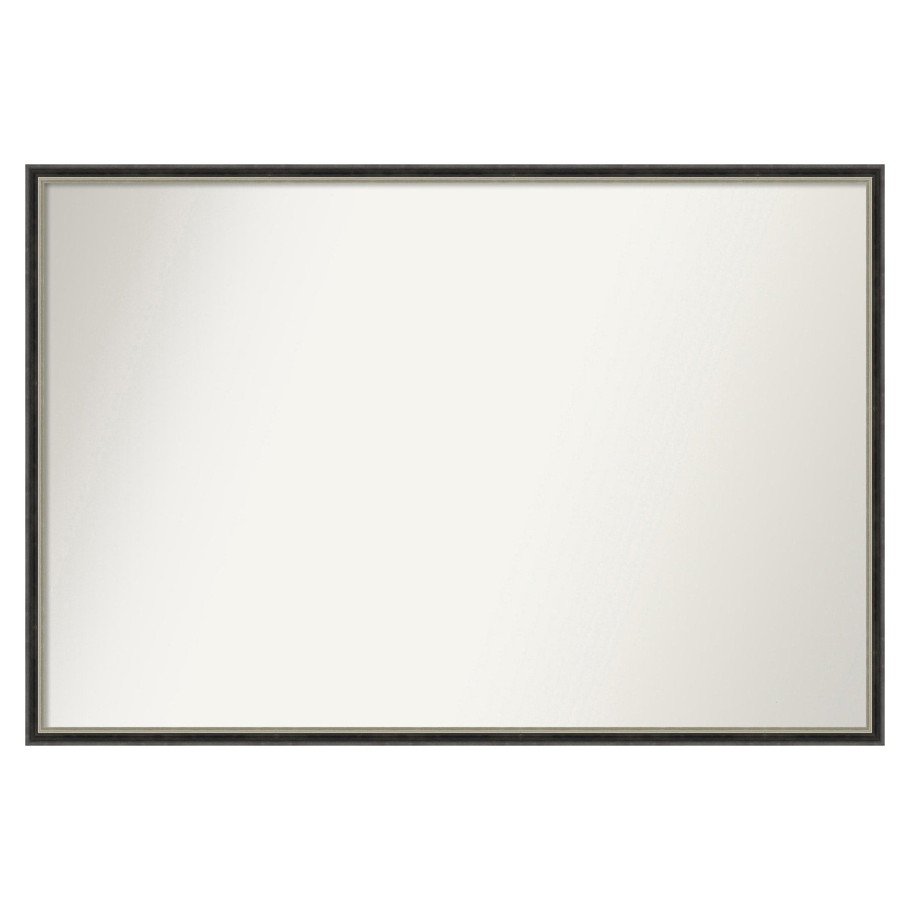 Amanti Art Theo Black Silver Narrow Frame 37.25-Inches W x 25.25-Inches H Rectangle Salon Scoop Silver Framed Vanity Mirror