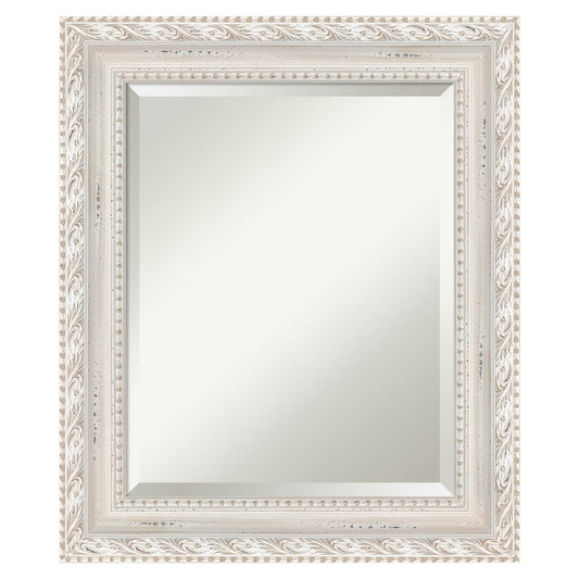Amanti Art Opera Off White Frame 21.5-Inches W x 25.5-Inches H Rectangle Salon Scoop Silver Framed Wall Mirror