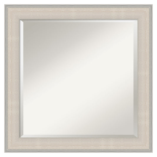 Amanti Art Cottage White Silver Frame 24.5-Inches W x 24.5-Inches H Square Cottage White Silver Framed Wall Mirror